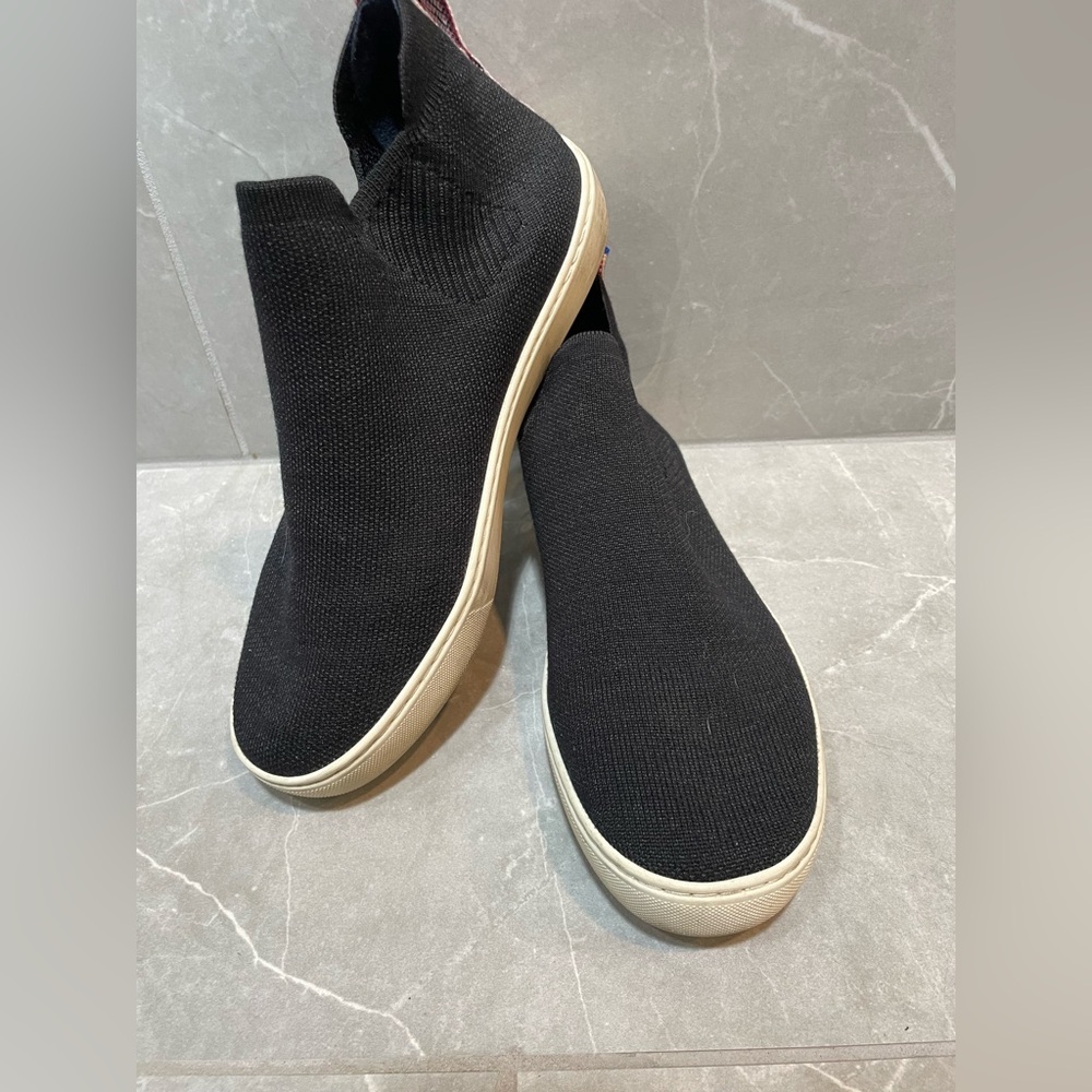 ROTHY’S The Chelsie Ankle Boot Slip-On Knit Casual Sneakers - Black - Picture 2 of 5